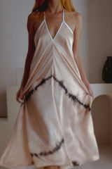 Altair Silk Halter Dress in Shibori - Wear and Wander