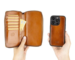 Apple iPhone 14 Series Detachable and Zipper Leather Wallet Case - PMW - Wear and Wander