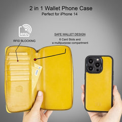 Apple iPhone 14 Series Detachable and Zipper Leather Wallet Case - PMW - Wear and Wander