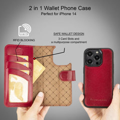 Apple iPhone 14 Series Detachable Leather Wallet Case Colorful - MW - Wear and Wander