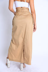 Asymmetric Self Belted Pockets Detailed Maxi Skirt Formal Casual - Wear and Wander