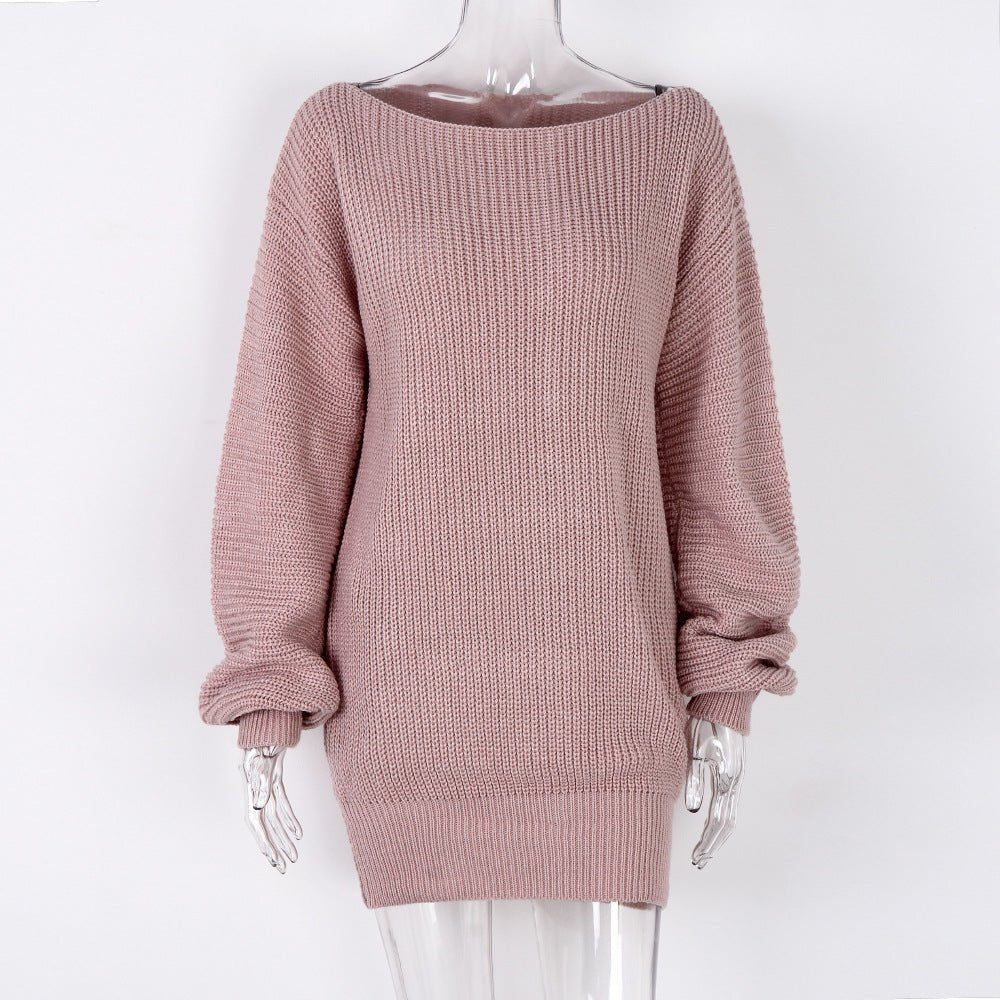 Autumn And Winter Long Sleeve Word - Neck Casual Loose Knitted Sweater D - Wear and Wander