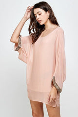 Batwing Sleeve Shift Dress – Effortless Flow and Elegance - Wear and Wander