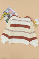 Beige Red Striped Sweater - Wear and Wander