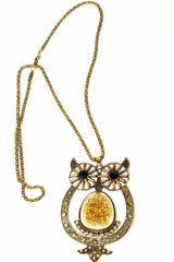 Big Owl Shimmer Pendant Necklace - Wear and Wander