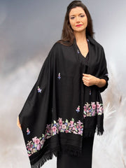 Black and Pink Embroidered Wrap - Wear and Wander