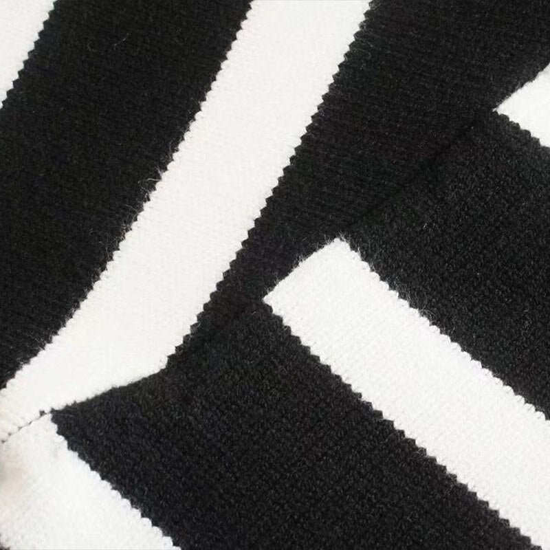 Black and White Striped Knitted Sweater - Wear and Wander