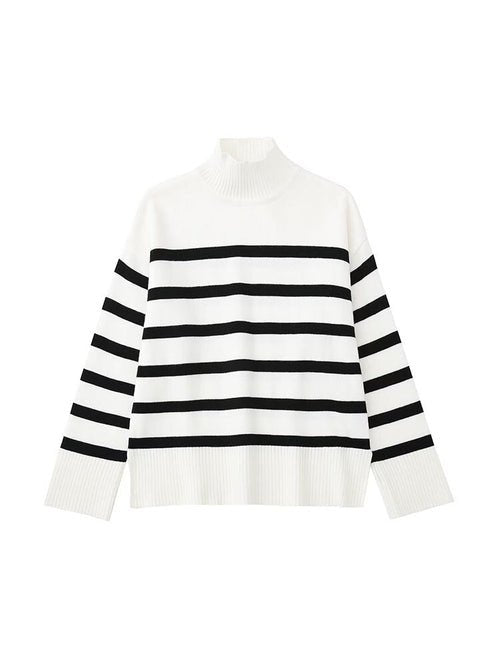 Black and White Striped Knitted Sweater - Wear and Wander