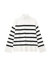 Black and White Striped Knitted Sweater - Wear and Wander