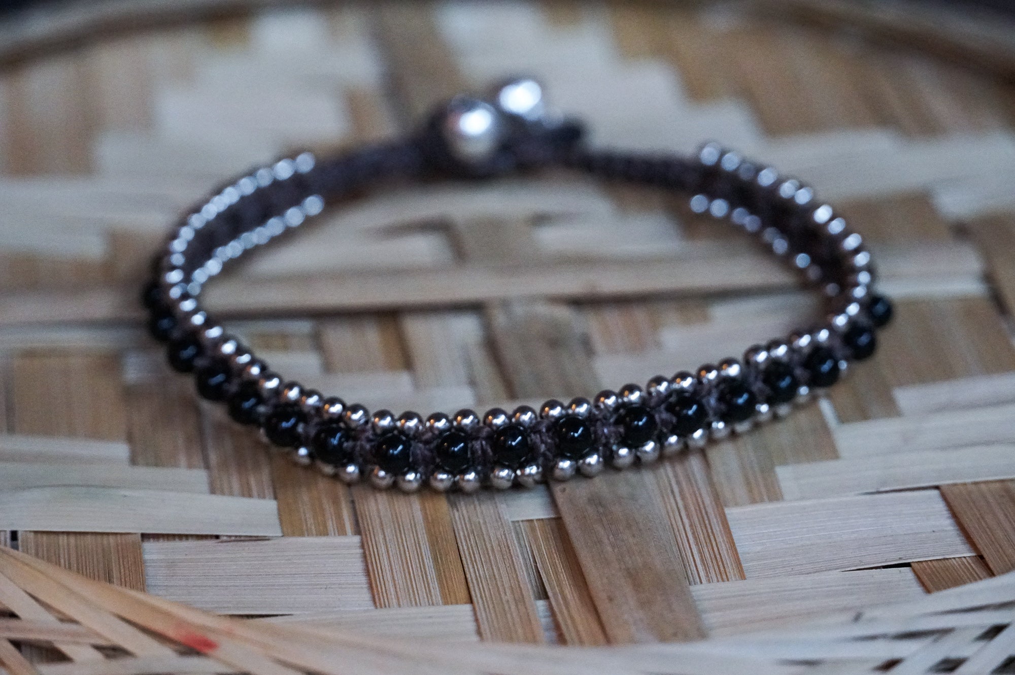 Black Band Boho Silver Anklet - Wear and Wander