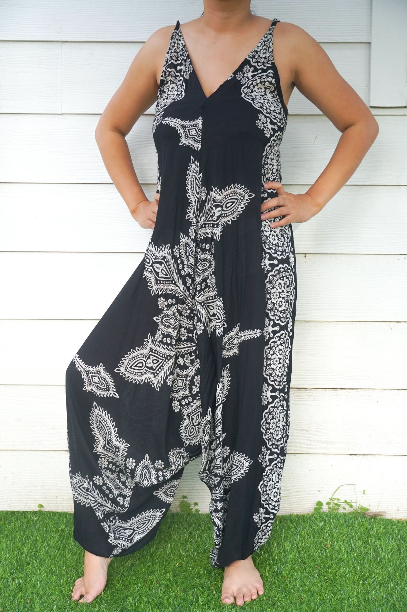 Black Butterfly Hippie Jumpsuits, Boho Rompers, Festival Clothing - Wear and Wander