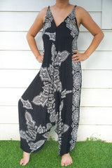 Black Butterfly Hippie Jumpsuits, Boho Rompers, Festival Clothing - Wear and Wander