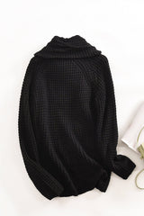 Black Buttoned Wrap Turtleneck Sweater - Wear and Wander