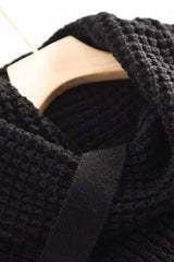 Black Buttoned Wrap Turtleneck Sweater - Wear and Wander