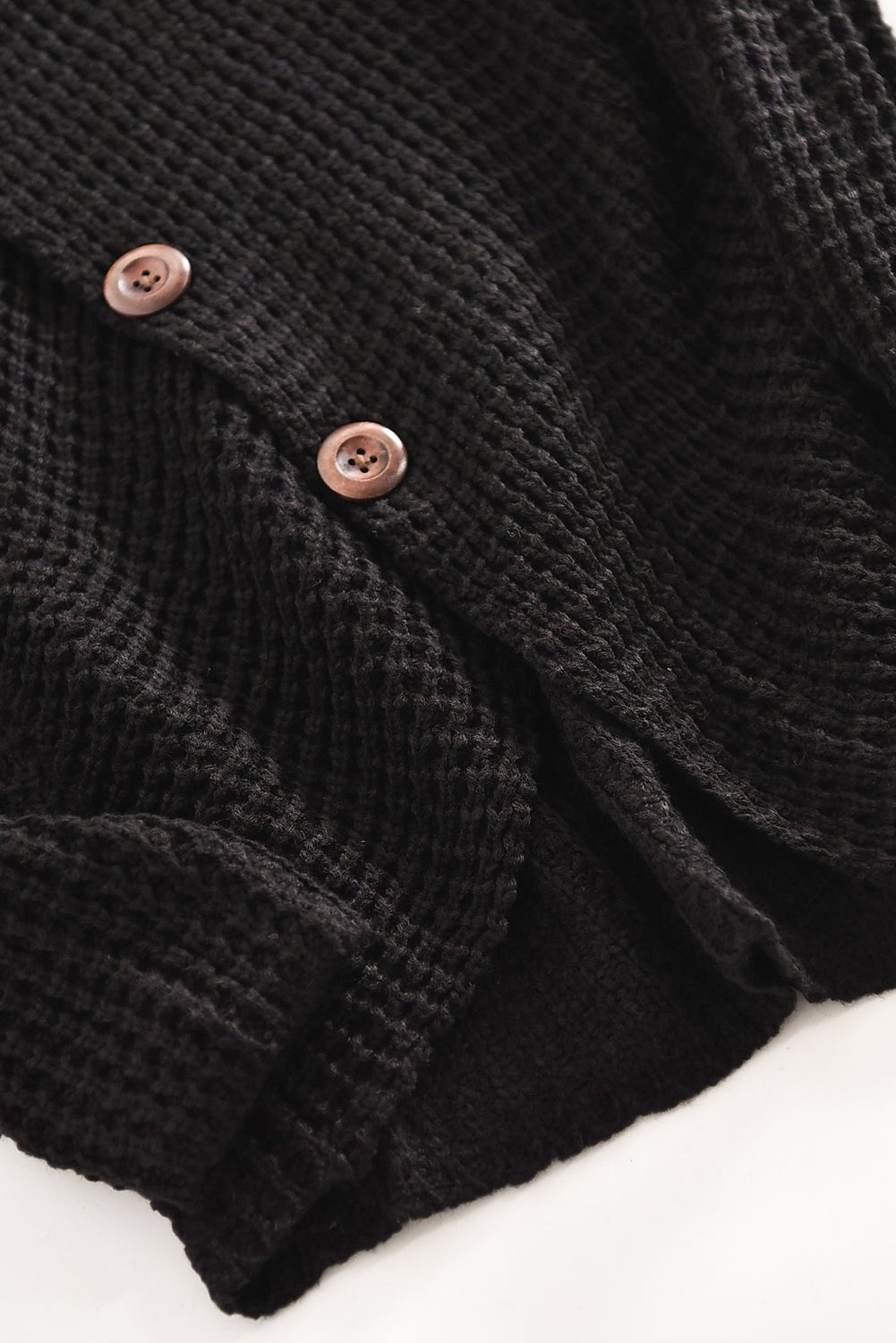 Black Buttoned Wrap Turtleneck Sweater - Wear and Wander