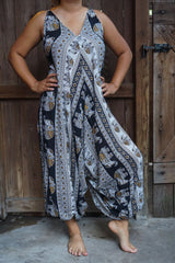 Black Elephant Boho Hippie Jumpsuit Rompers - Wear and Wander
