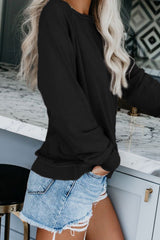 Black French Terry Cotton Blend Sweatshirt - Wear and Wander