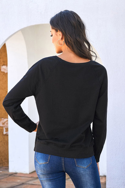 Black French Terry Cotton Blend Sweatshirt - Wear and Wander