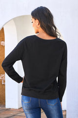 Black French Terry Cotton Blend Sweatshirt - Wear and Wander