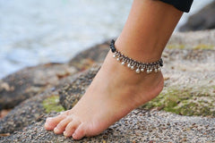 Black Silver Bell Boho Anklet - Wear and Wander