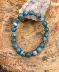 Blue Apatite Stretch Bracelet! Natural Gemstone Bracelet! - Wear and Wander