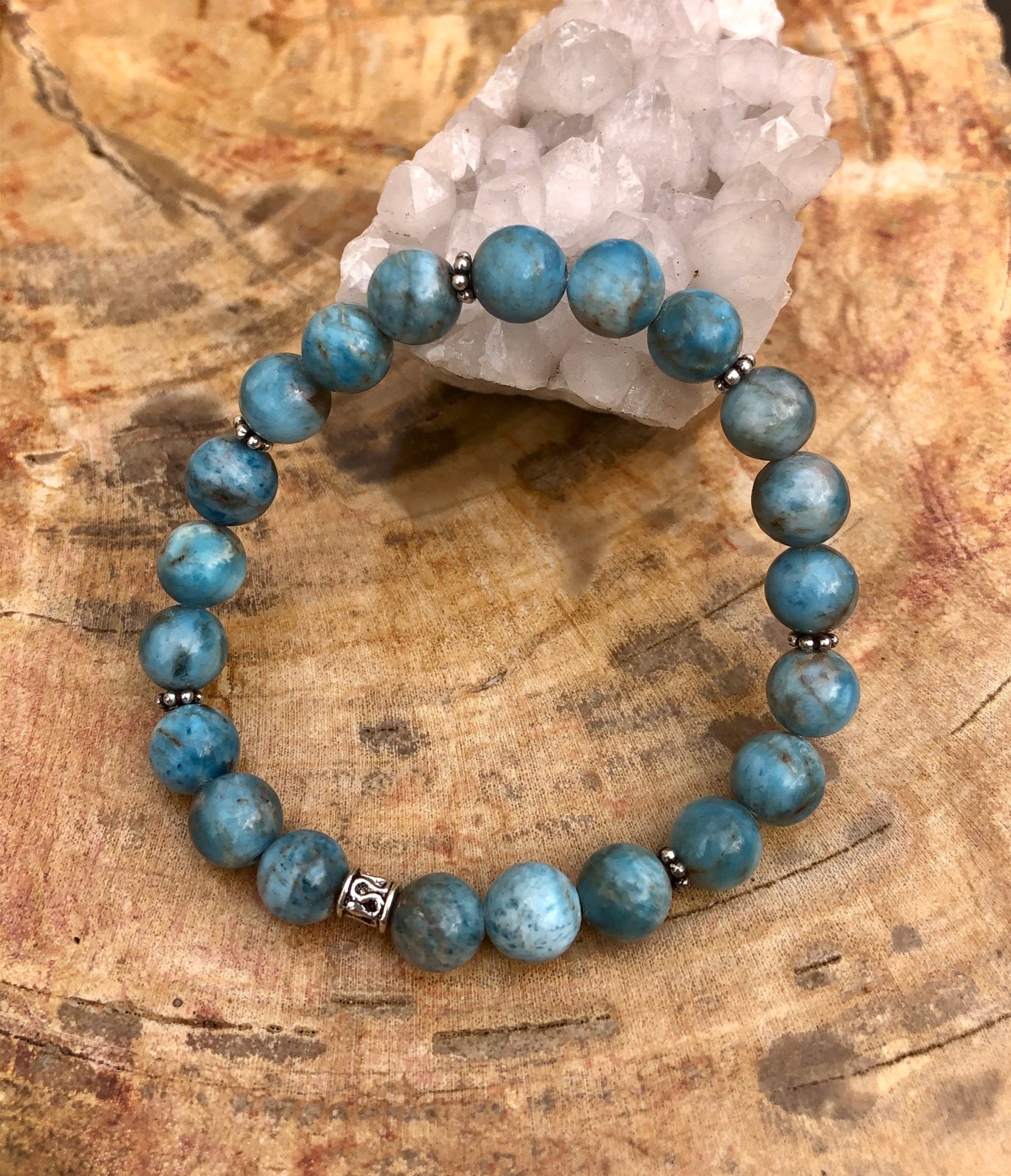 Blue Apatite Stretch Bracelet! Natural Gemstone Bracelet! - Wear and Wander