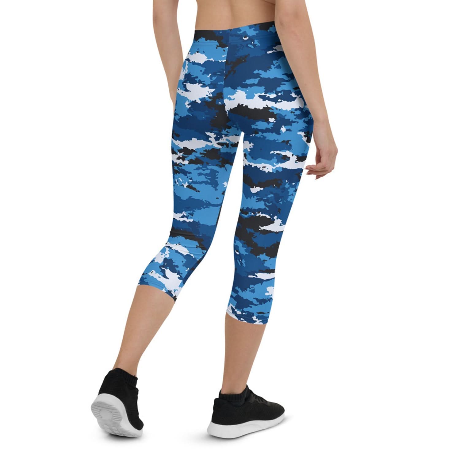 Blue Camo Capri Leggings for Women - Wear and Wander