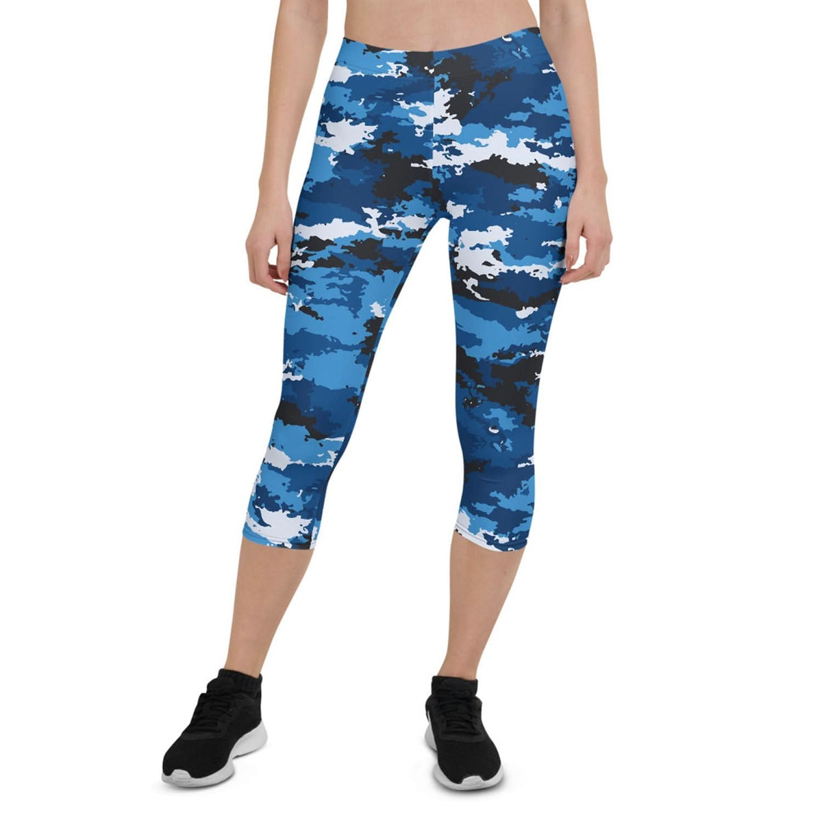 Blue Camo Capri Leggings for Women - Wear and Wander