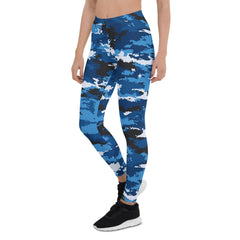 Blue Camo Leggings for Women - Wear and Wander