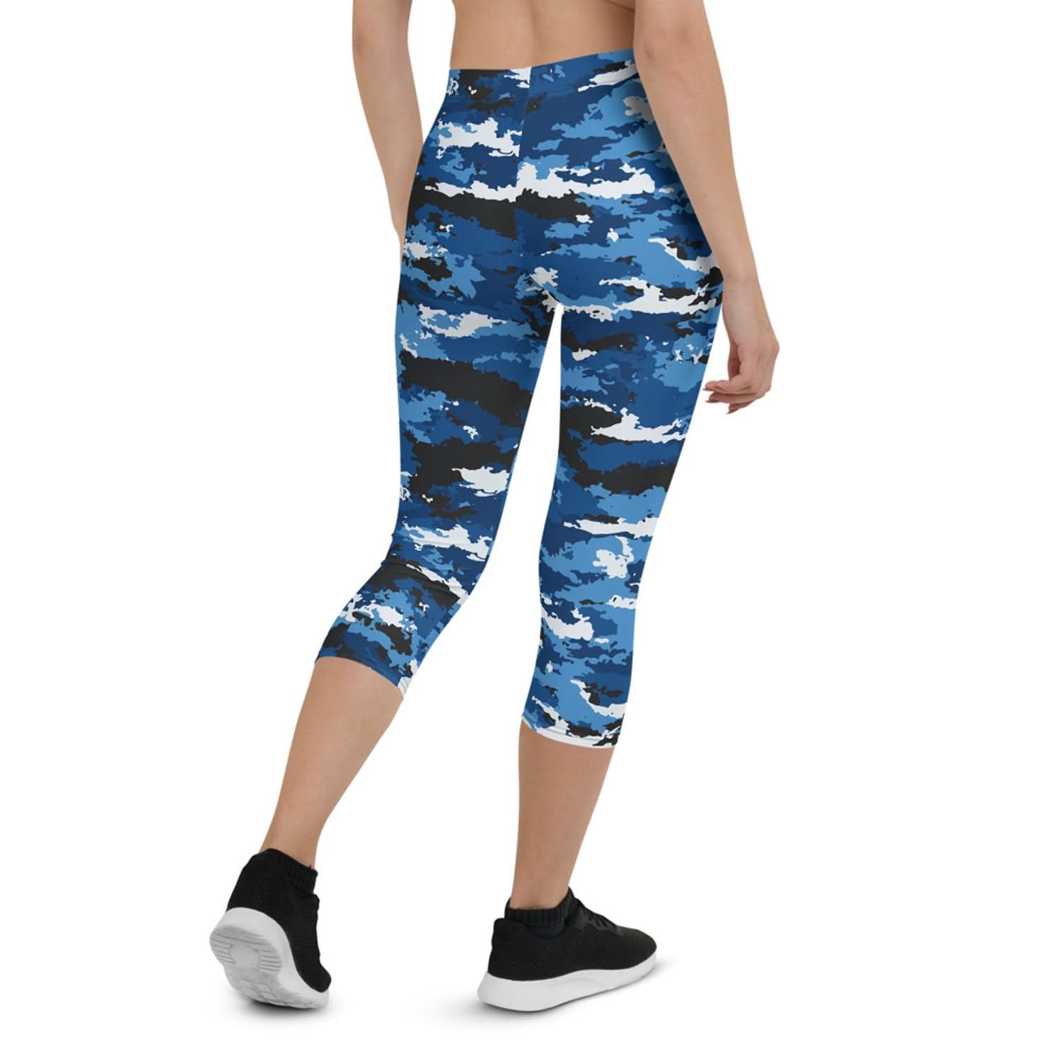 Blue Camo Sports Capri Leggings - Wear and Wander