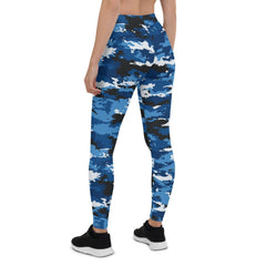 Blue Camo Sports Leggings - Wear and Wander