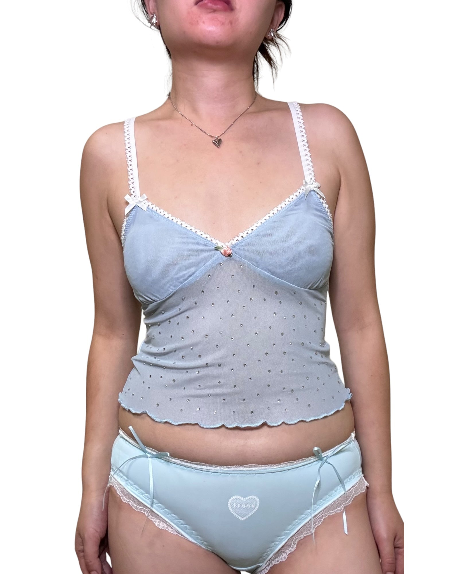 Blue Crystal rose camitop panty set - Wear and Wander