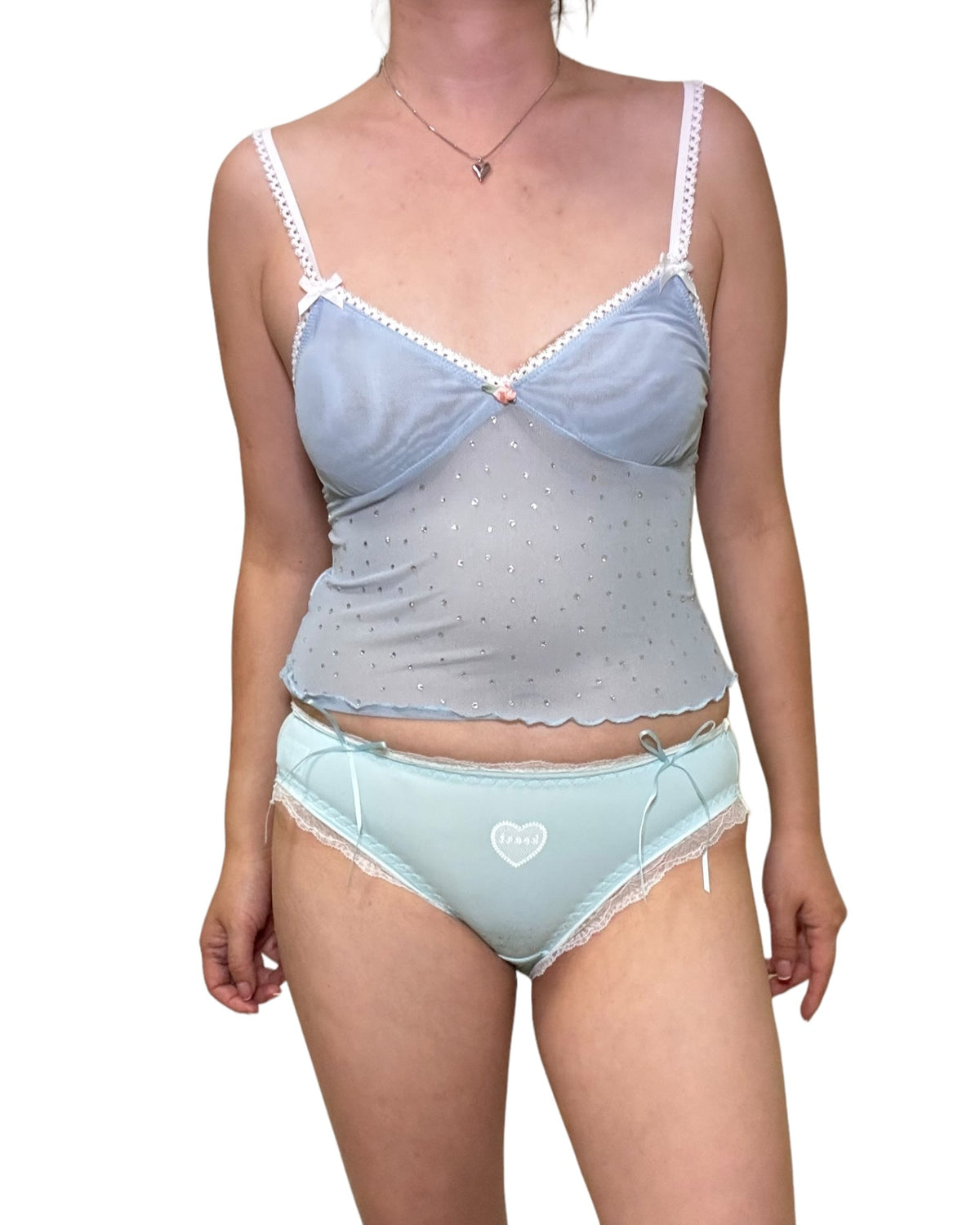 Blue Crystal rose camitop panty set - Wear and Wander