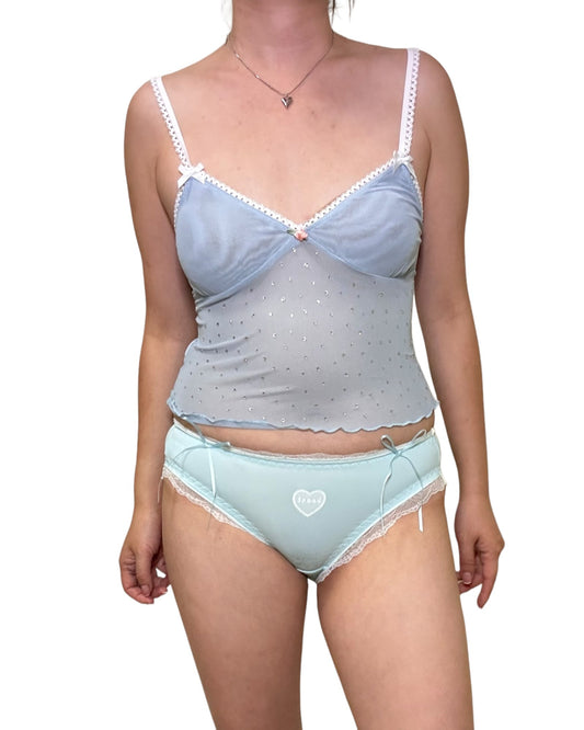 Blue Crystal rose camitop panty set - Wear and Wander