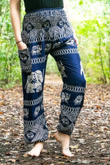 Blue ELEPHANT Pants Women Boho Pants Hippie Pants Yoga - Wear and Wander
