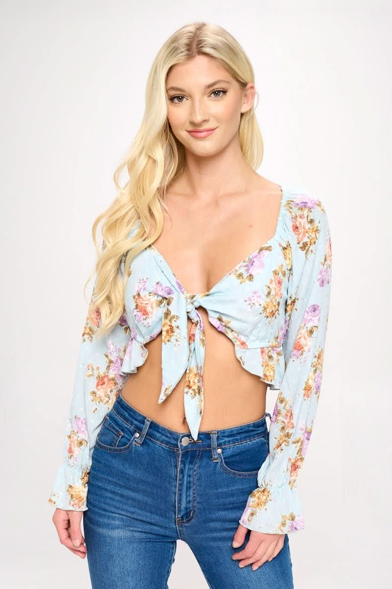 Boho Tie - Front Crop Top with Ruffle Details - Wear and Wander
