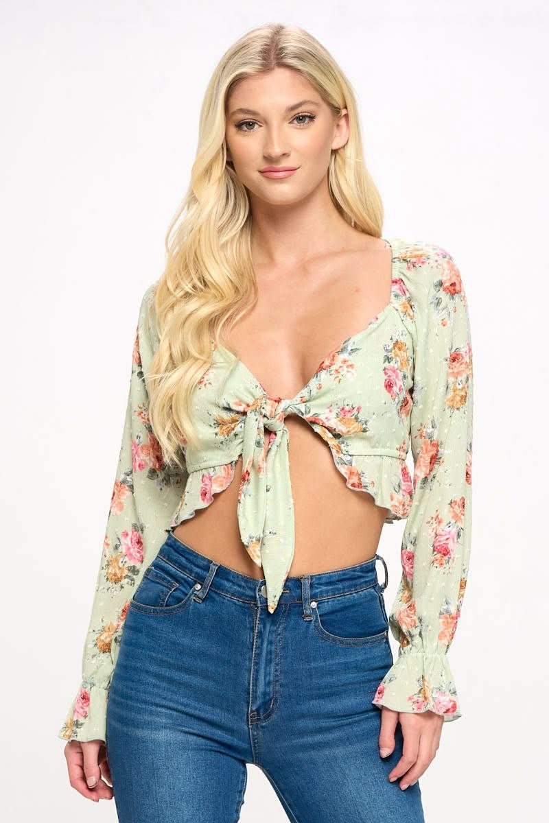 Boho Tie - Front Crop Top with Ruffle Details - Wear and Wander