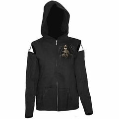 BONE FINGER - Mesh Sleeve Full Zip Hoody Black - Wear and Wander