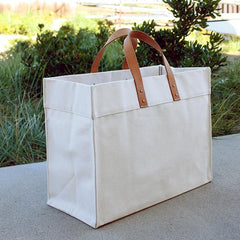 Box Tote Bag Canvas and Leather - Wear n Wander