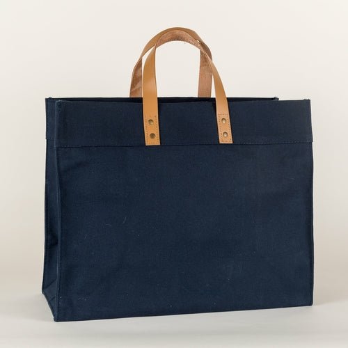 Box Tote Bag Canvas and Leather - Wear n Wander