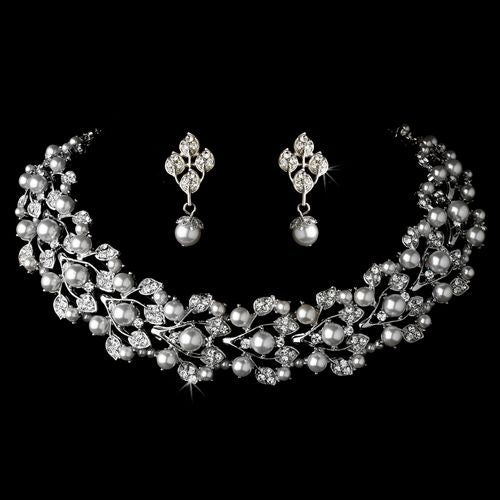 Bridal Wedding Crystal Pearl Fashion Necklace Earrings Jewelry Set - Wear and Wander