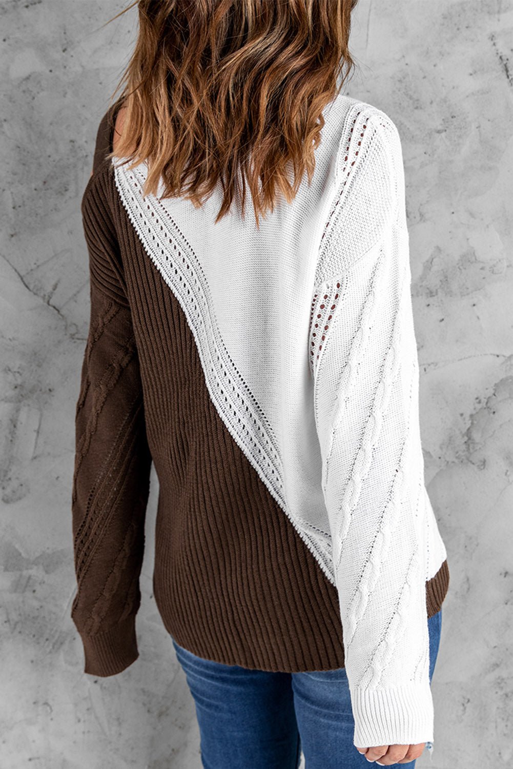 Brown Turtleneck Cold Shoulder Sweater - Wear and Wander