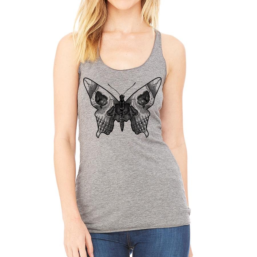 Butterfly skull racerback tank - Wear and Wander