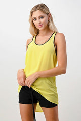 Scoop Neck Tank Top with Contrast Trim