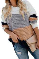 Casual Apricot Color Block Long Sleeve Sweater - Wear and Wander