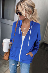 Casual Blue Zip - up Hoodie Jacket - Wear and Wander