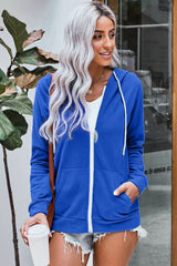 Casual Blue Zip - up Hoodie Jacket - Wear and Wander