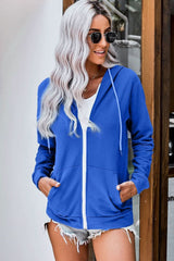 Casual Blue Zip - up Hoodie Jacket - Wear and Wander