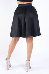 Casual Elastic High Waist Pleated Midi Flare Black Skirt - Wear and Wander