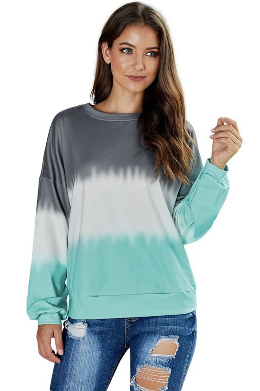 Casual Gray Color Block Tie Dye Pullover Sweatshirt - Wear and Wander